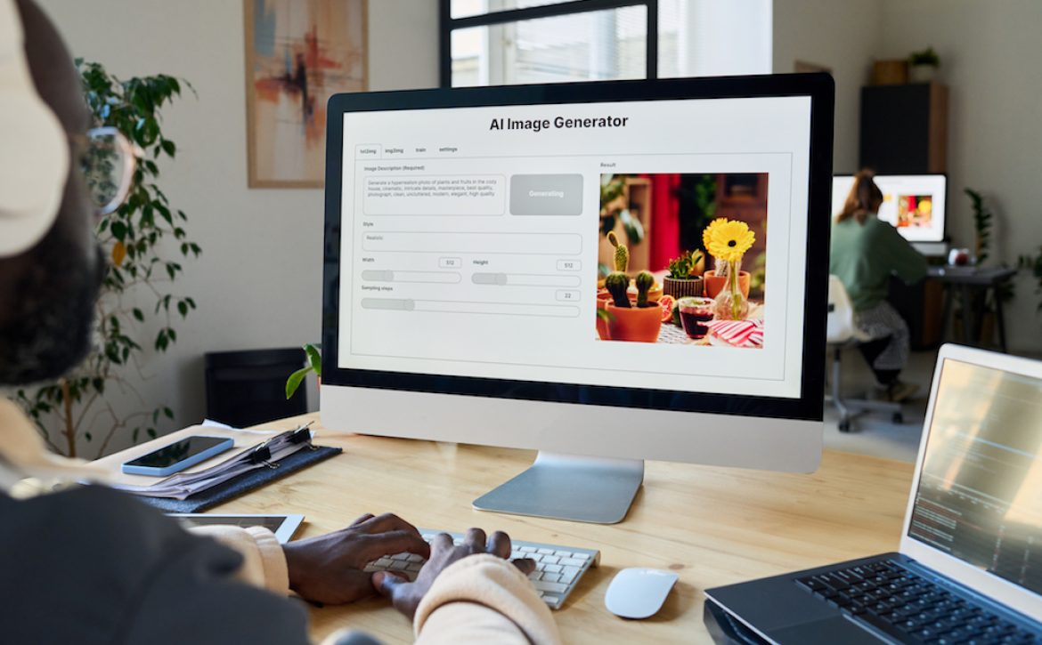 Designer using or testing new product