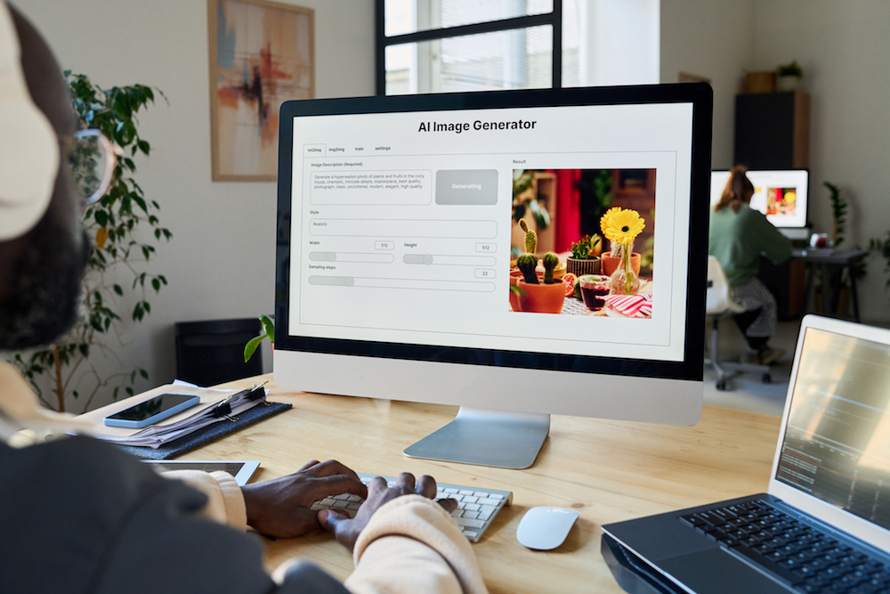 Designer using or testing new product